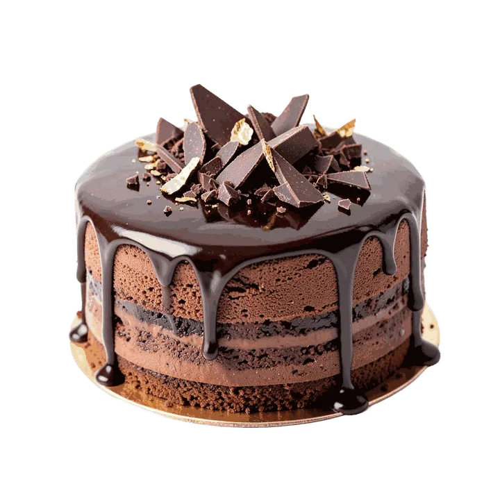 Signature chocolate truffle cake with gold leaf